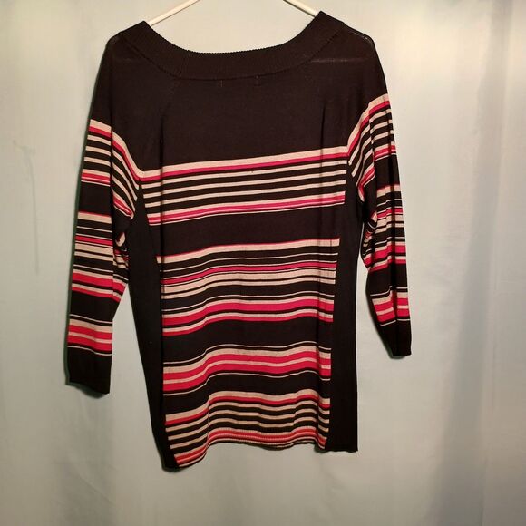C&A Black Striped Knit Sweater Dress – 3/4 Sleeve Women’s Size XL - Picture 4 of 4